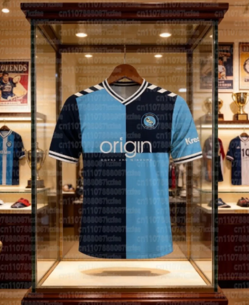 Maillot de football Wycombe Wanderers, tenue domicile, impression 3D, t-shirt athleisure pour adultes et enfants, assorti pour la famille, été, séchage rapide, doux et léger