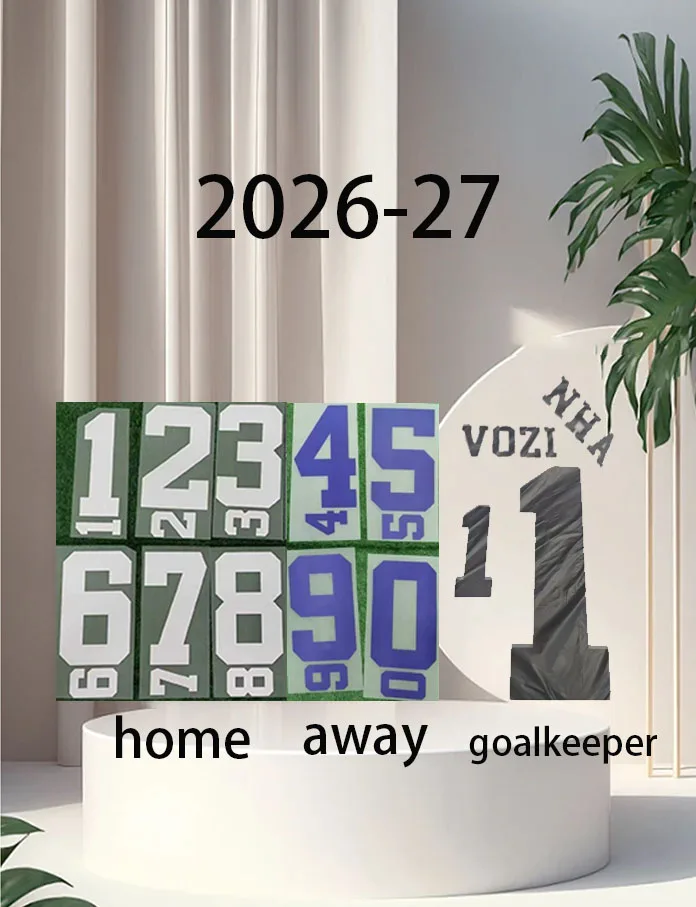 2026/27 Cap-Vert Ensembles de noms et numéros de football domicile/extérieur, transfert thermique, pour gardien de but VOZIN1HA, modèle 2026