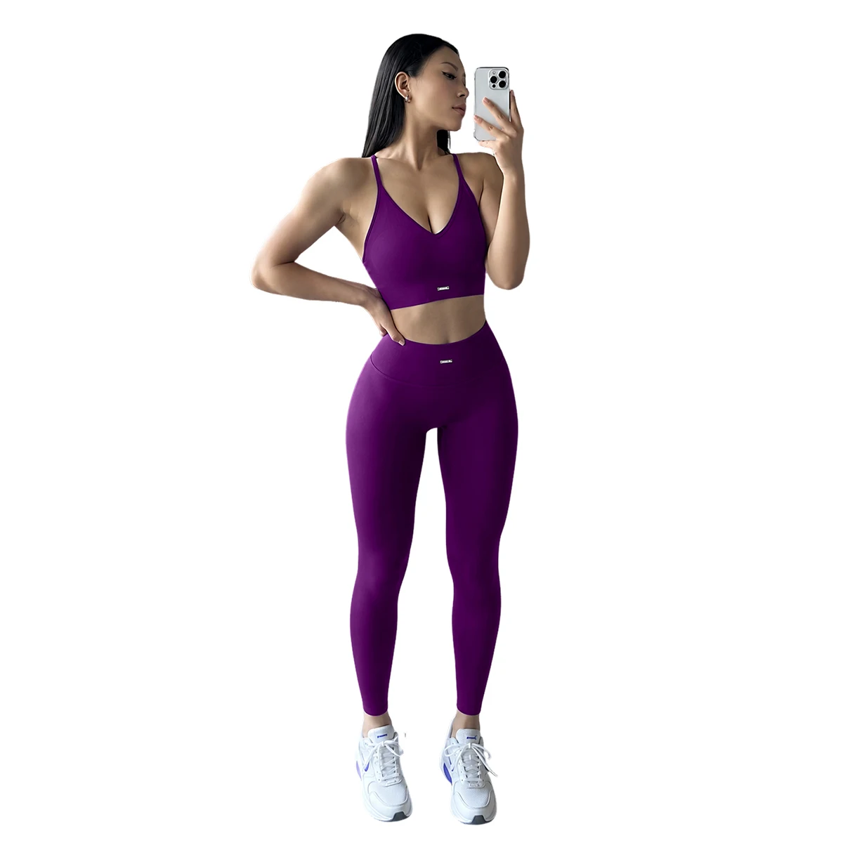 Ensemble de yoga 2 pièces pour femmes, haut à bretelles spaghetti + pantalon long, vêtements de sport extensibles et respirants, tenue de sport pour la salle de sport et l'entraînement