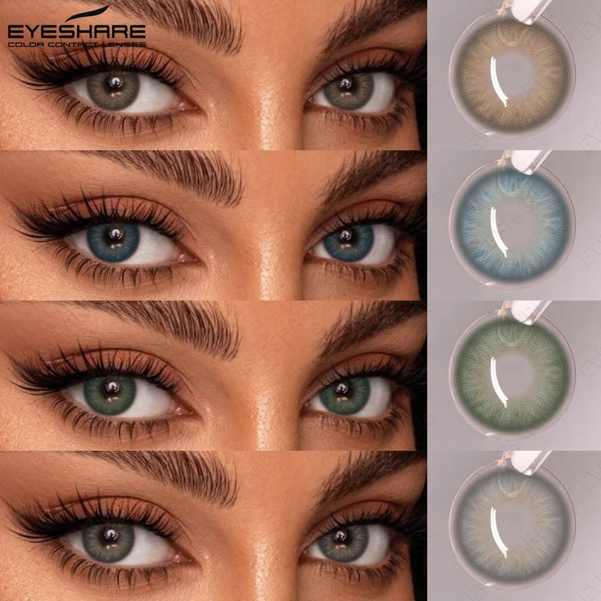 EYESHARE 1 paire de nouvelles lentilles de contact colorées, lentilles de contact marron naturel, lentilles de contact bleues, lentilles de contact de mode et de beauté, lentilles souples grises, annuelles
