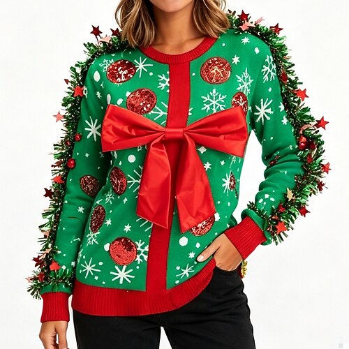 Noël Cadeaux Sweat-shirt de Noël moche Sapins de Noël Nouveauté Drôle pour Femmes Adultes Noël Nouvel An la veille de Noël Offrir des cadeaux Réunion de famille Nouveaux Ustensiles de Cuisine Haut