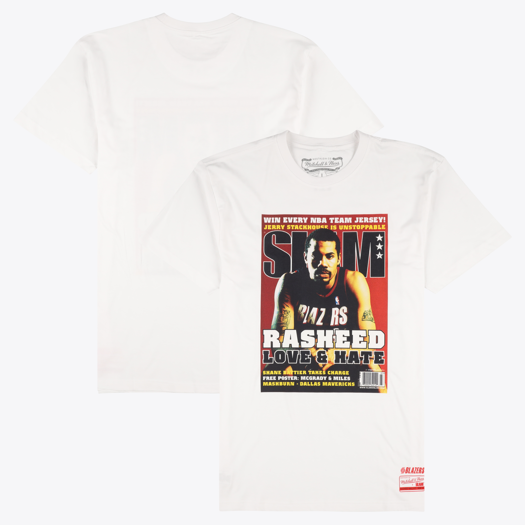 Portland Trail Blazers Mitchell & Ness Rasheed Wallace Slam T-Shirt – Weiß – Herren