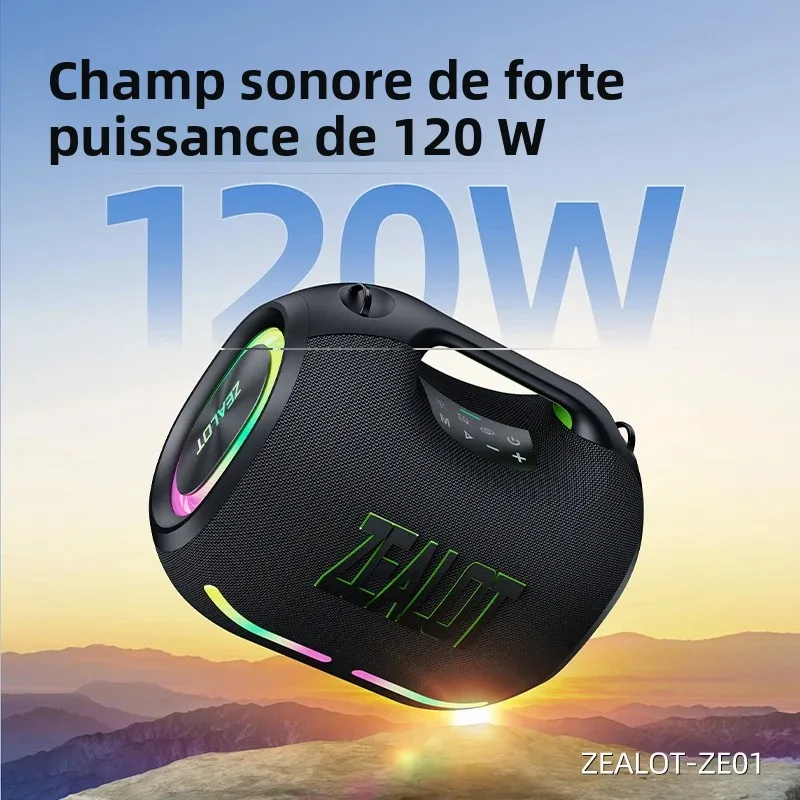 Enceinte Bluetooth portable haute puissance 120W Eu-Zealot-ZE01, caisson de basses TWS sans fil, enceinte Bluetooth étanche, qualité HIFI mobile