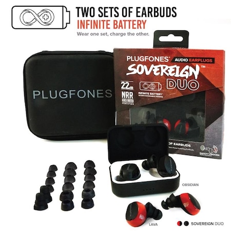 PLUGFONES PSD-BRBB Sovereign Duo 22 dB Nylon/Silicone/Soft Foam True Wireless