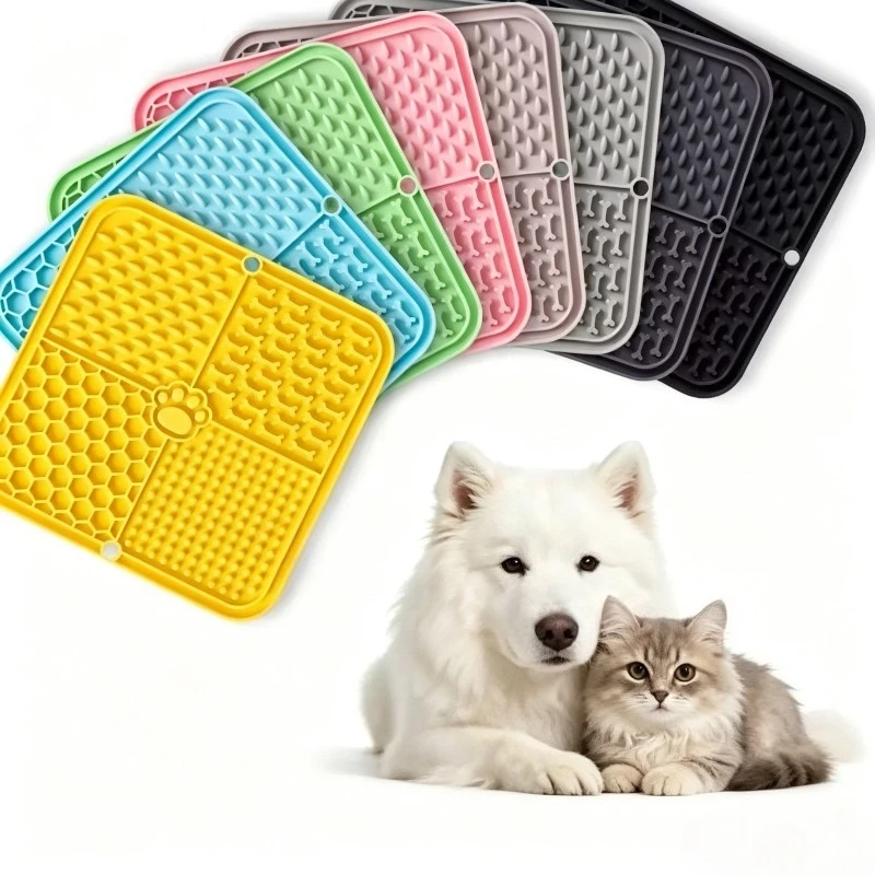 Silikon-Leckmatte für Haustiere, Slow-Feeder-Futterteller für Hunde, Anti-Verschluckungs-Futtermatte mit starkem Saugnapf, Slow-Food-Schüssel für Katzen und Hunde.