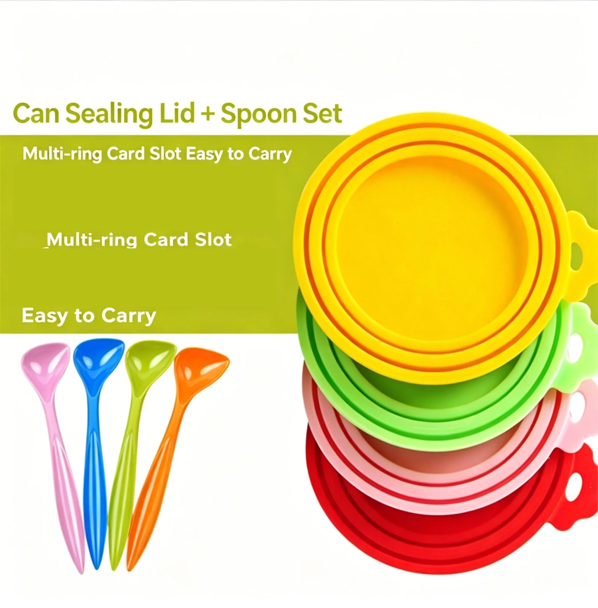 Couvercle en silicone pour boîte de nourriture pour animaux de compagnie avec cuillère, couvercle universel réutilisable pour sceller les boîtes de nourriture pour chiens et chats, stockage de nourriture humide, plusie