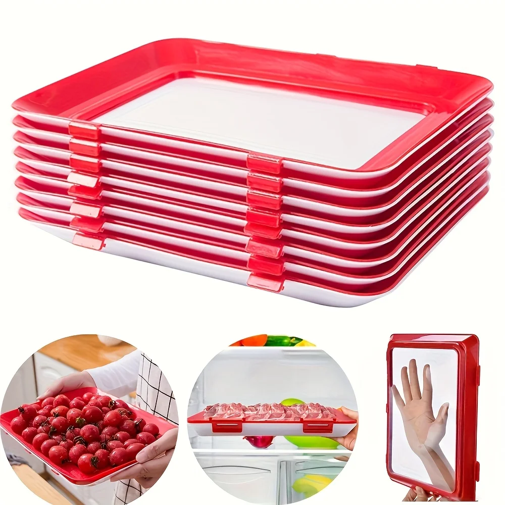 Plateau de conservation des aliments réutilisable et empilable pour le rangement de la viande, en plastique sûr, pour conserver les aliments au réfrigérateur. Outil pour garder les aliments frais.