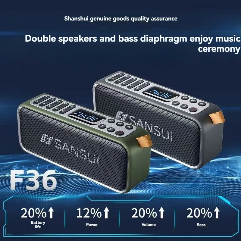 SANSUI F36 haut-parleurs portables sans fil Bluetooth Radio FM lecteur de musique MP3 multimédia extérieur 18W caisson de basses fort avec lumière RGB
