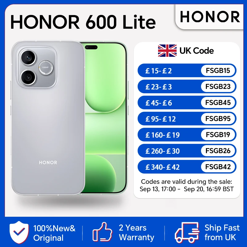 HONOR 600 Lite, EU Version, 5G Smartphone, Octa-core Processor, 6.6-inch 120Hz AMOLED Screen, 6520mAh Battery,108MP AI Camera, HONOR Smartphone