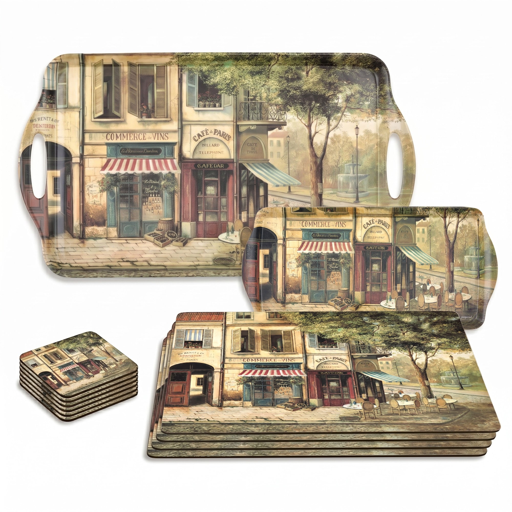 Pimpernel Cork Placemat Coaster Tray Set - 1" H x 4" L x 4" W