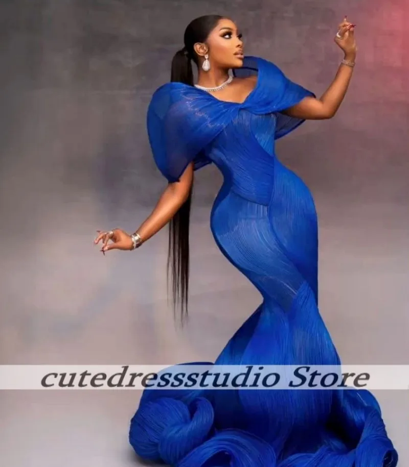 Royal Blue Prom Dress 2026 Magnetic Mermaid Off Shoulder Ruffles Robes De Soirée Wedding Evening Party Dresses Customized