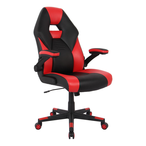 RS Gaming RGX Faux Leather High-Back Gaming Chair, Black/Red, BIFMA Compliant