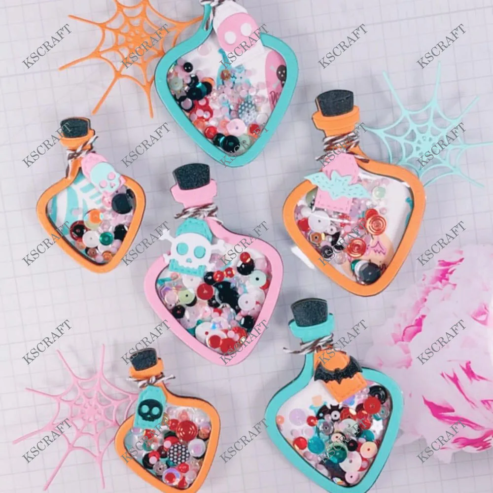 KSCRAFT Halloween Potion bouteille Shakers matrices de découpe pochoirs pour bricolage Scrapbooking décoratif gaufrage bricolage cartes en papier