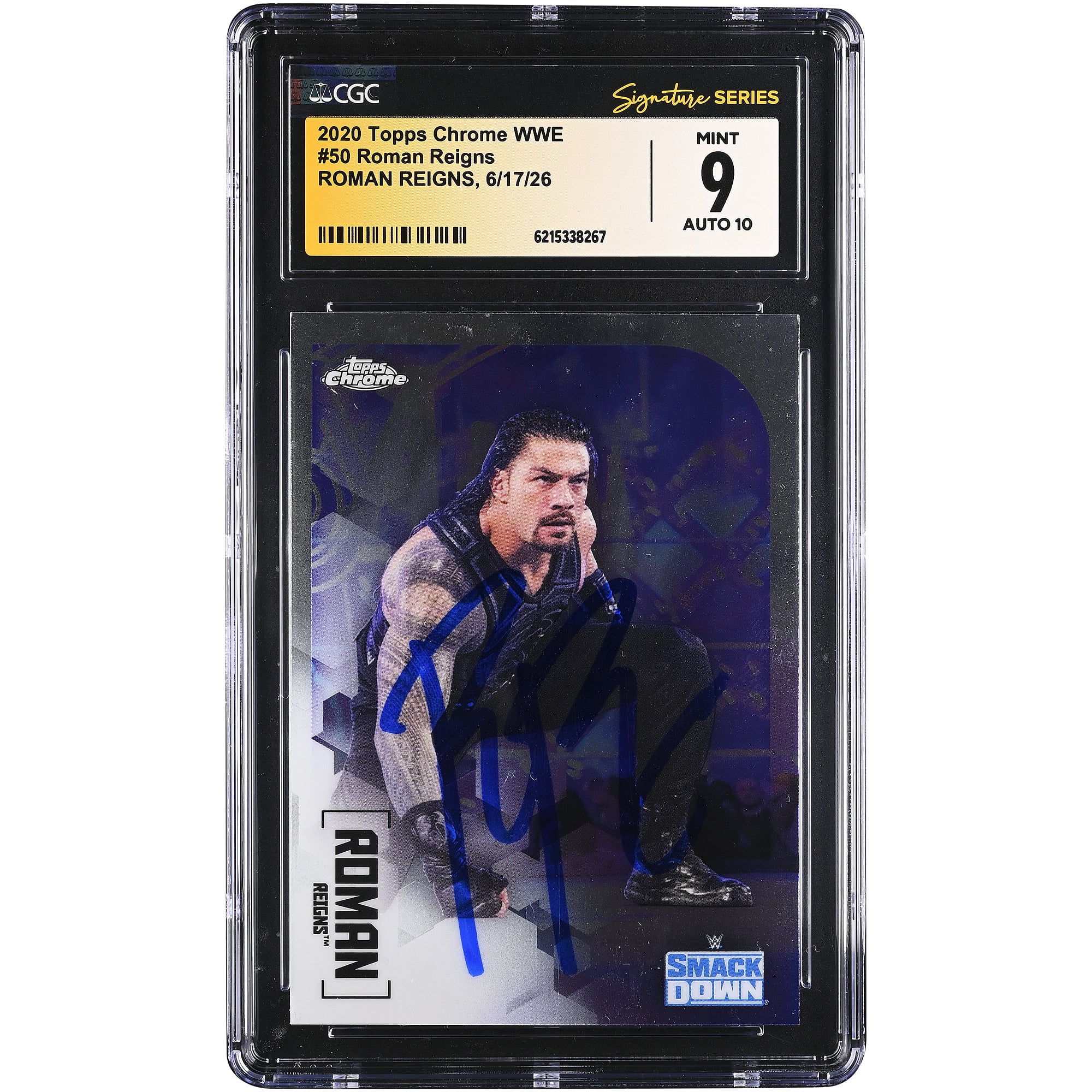 Roman Reigns WWE Autogrammkarte 2020 Topps Chrome WWE #50, CGC Fanatics Witnessed Authenticated 9/10