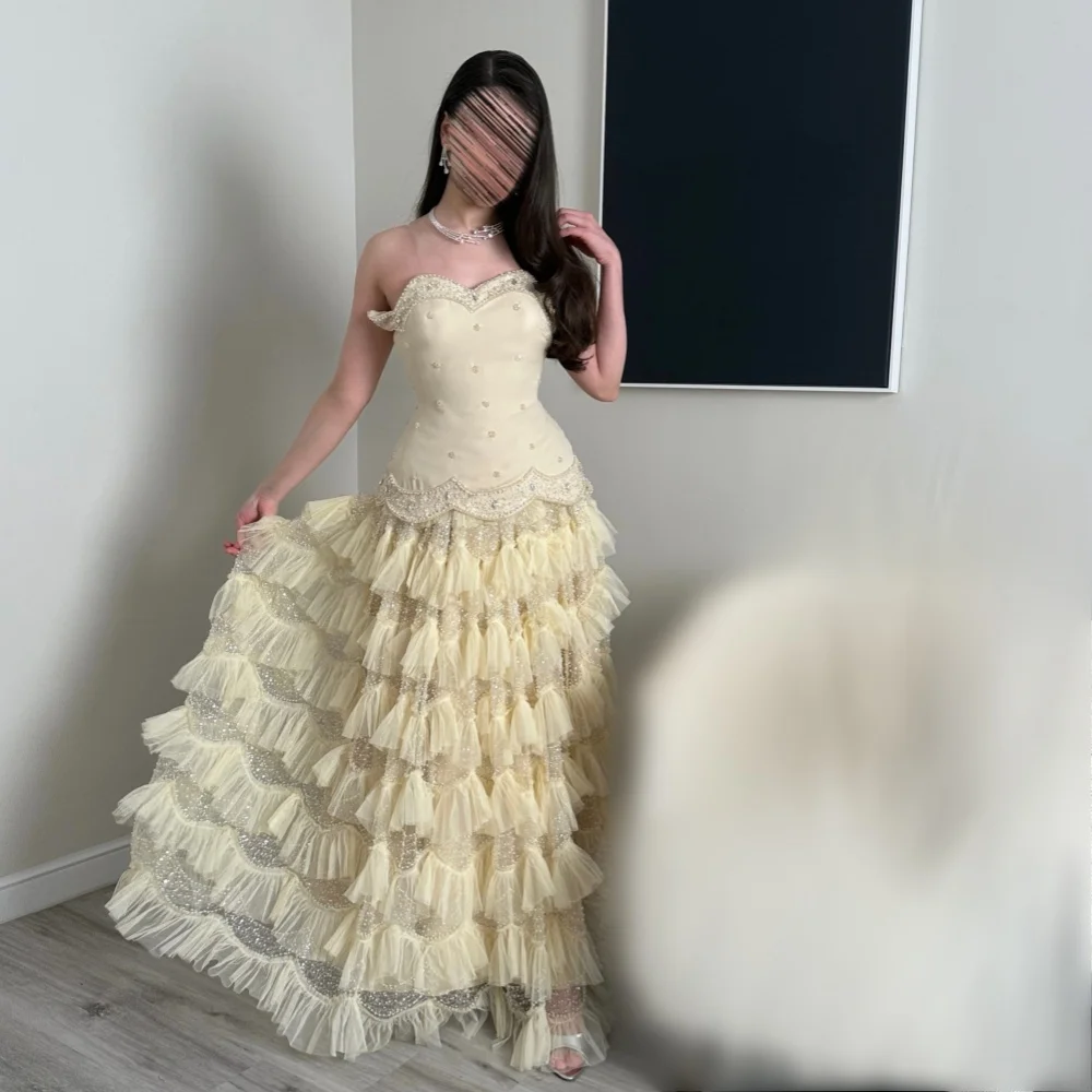 Customized Exquisite Sweetheart Formal Evening Dress A-line Long Dresses High Quality Prom Party Dress Glitter