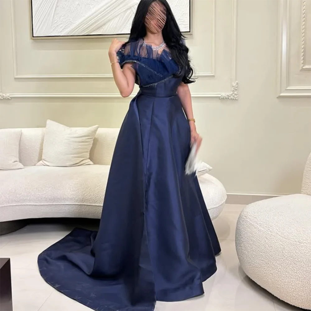 Customized Mermaid Prom Dresses Floor-Length Off The Shoulder Sleeveless Evening Gown Fashion Ruched Simple Draped Party Gown