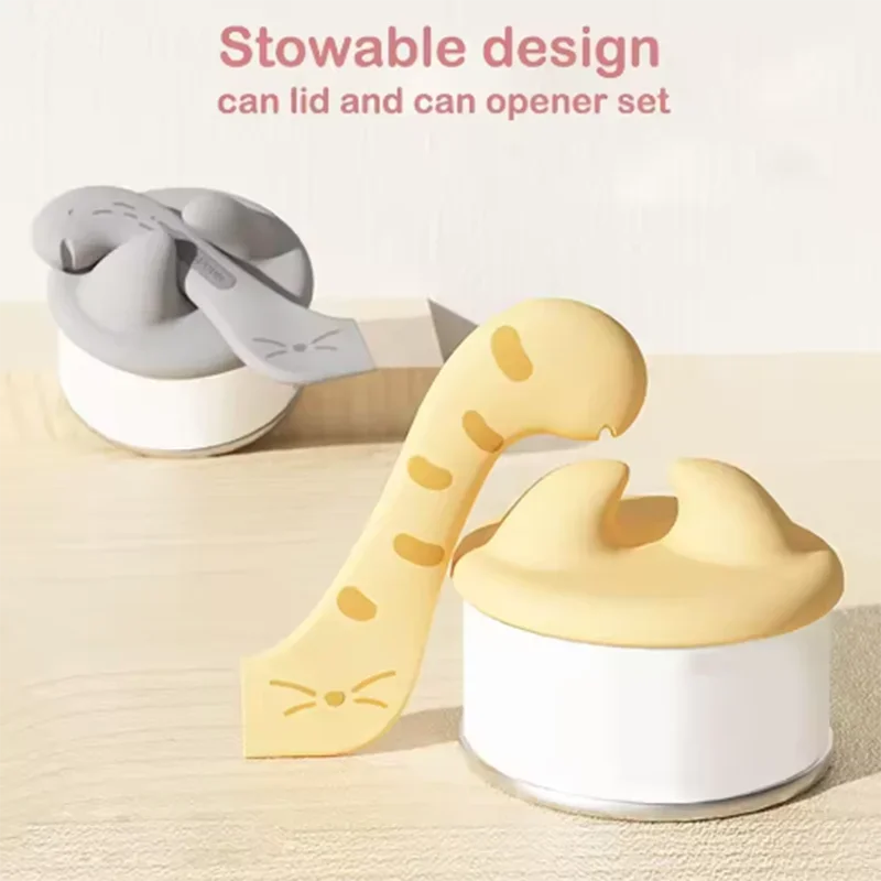 Nouveau couvercle hermétique pour boîtes de nourriture pour chats, cuillère à nourriture pour chats en conserve, couvercle hermétique et cuillère à nourriture pour chiens, design moderne et confortable, pour une conservation optimale de la fraîcheur.
