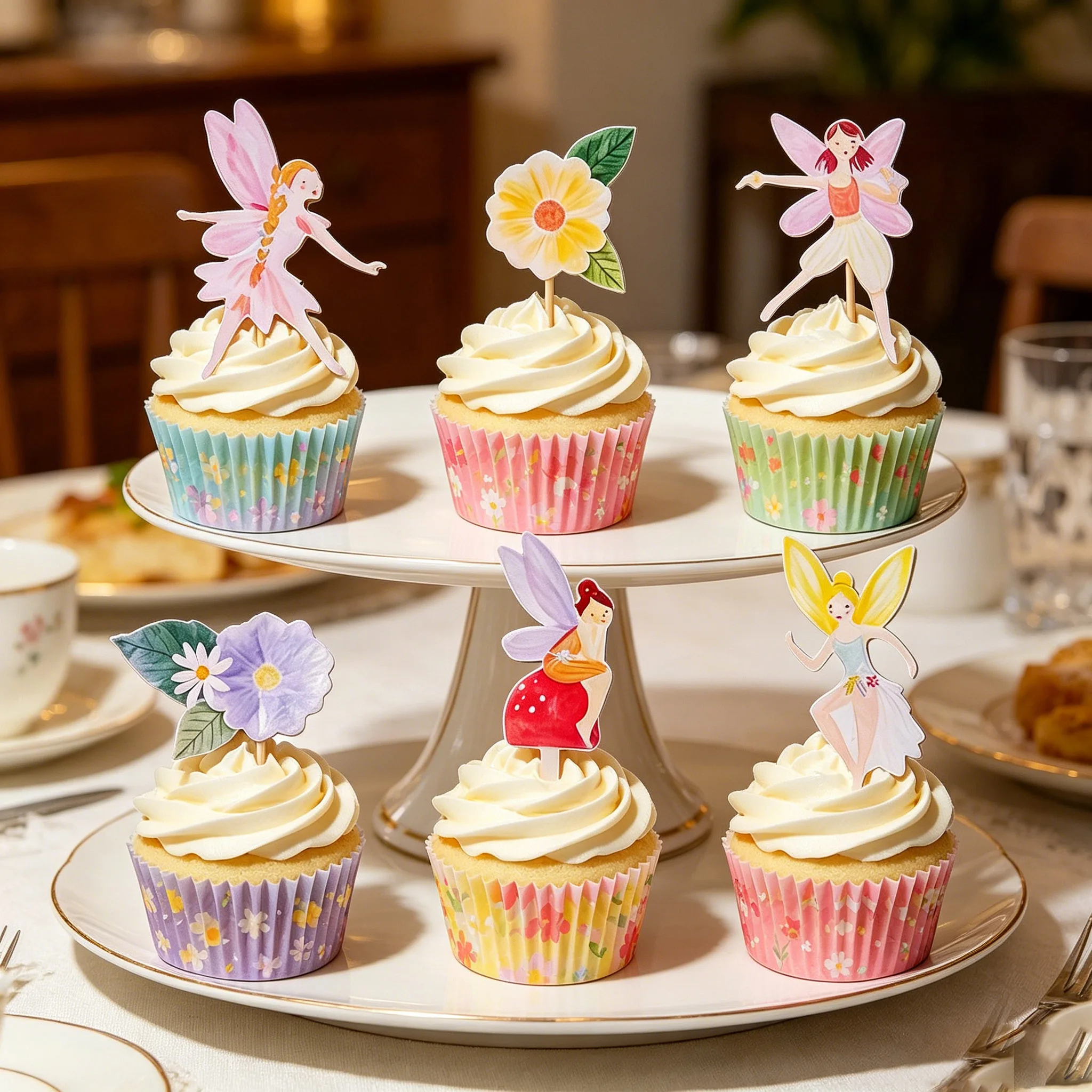 Décorations de gâteaux féeriques, décorations de gâteaux à fleurs, décorations de gâteaux à papillons pour filles, décorations de fête d