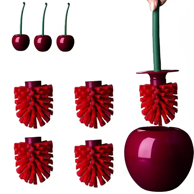 1pc Rot Wc Pinsel Kreative Schöne Kirsche Form Toilette Wc Pinsel Halter Set Wc Halter Bad Zubehör