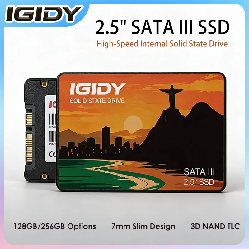 【IGIDY】SSD SATA III 2,5" 128 Go/256 Go 7 mm Fin Disque SSD Interne 3D NAND TLC pour Ordinateur Portable, Ordinateur de Bureau, Mini PC, PC Tout-en-Un