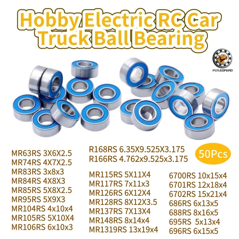 50/100Pcs Hobby Electric RC Car Bearing Rubber Blue Sealed MR115RS 5X11X4 6700RS 10x15x4 MR148RS 8x14x4 ABEC-7