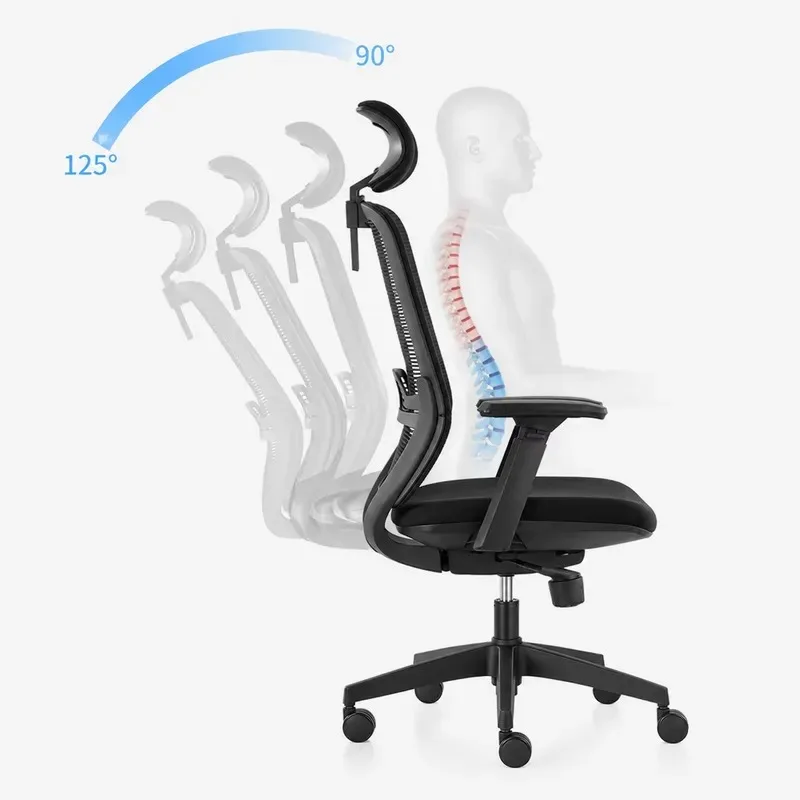 Ergonomic Mesh Office Chair High Back Rotating Computer Gaming Seat with Adjustable Lumbar Support and Footrest