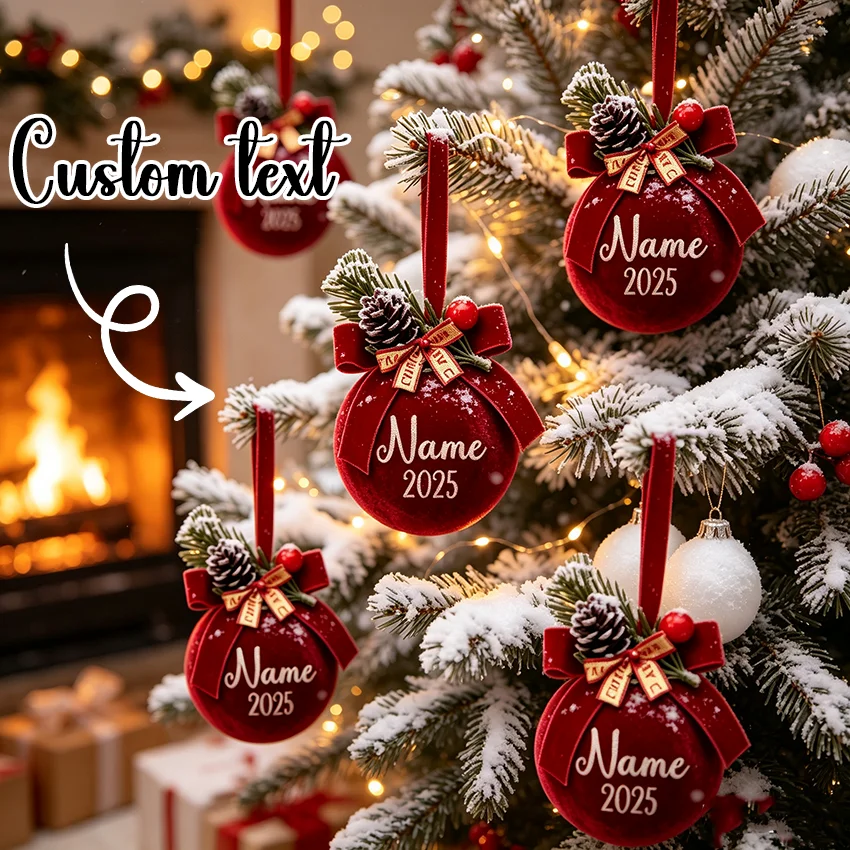 Décorations de sapin de Noël personnalisées avec nom et date, décorations de sapin de Noël, décorations pour la maison, décorations de fête, décorations de Noël élégantes, boules de Noël, boules de