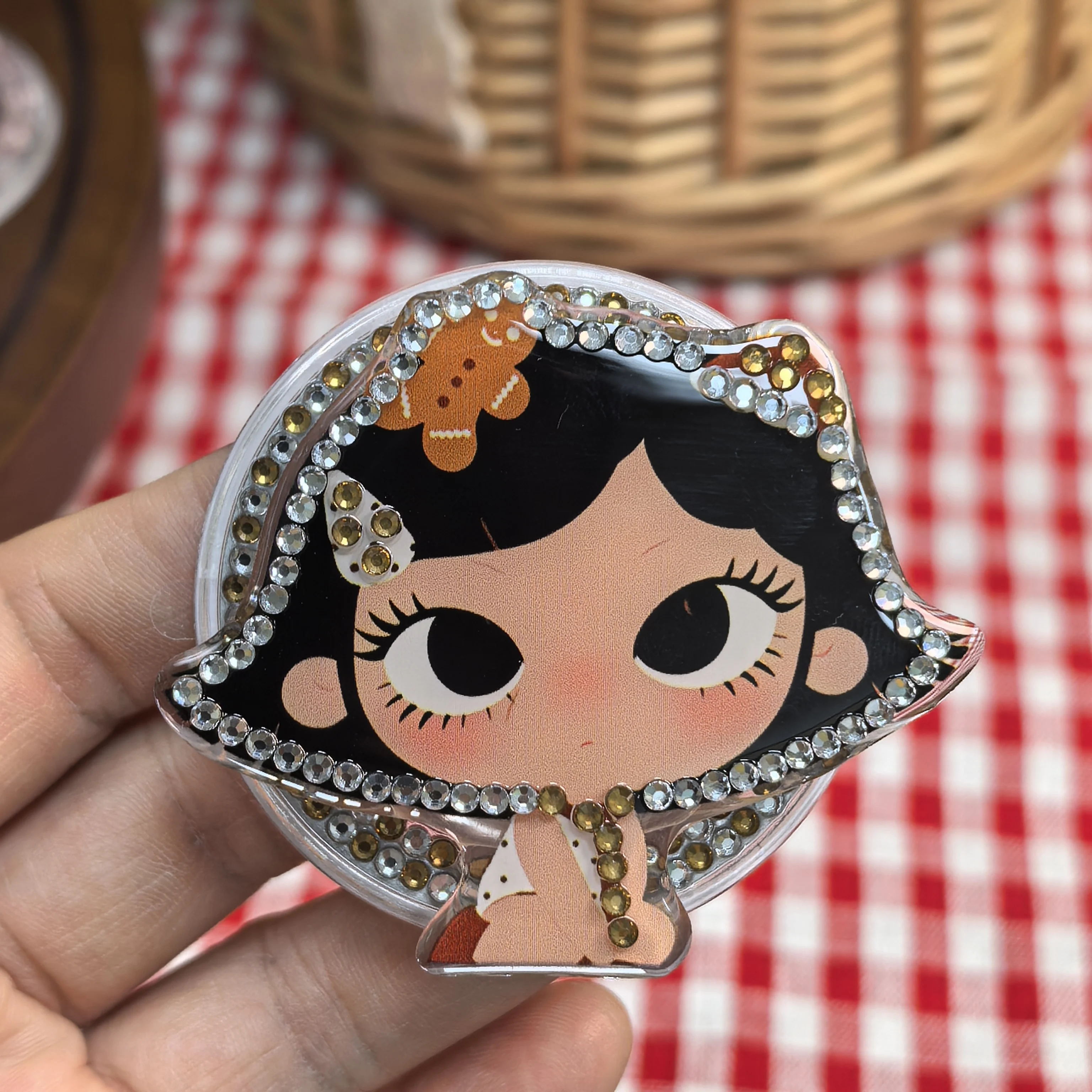 Korean Cute Magnetic Mobile Phone Holder For Magsafe Phone Case Universal Phone Griptok Cartooon Big eye Girl Drills Phone Stand