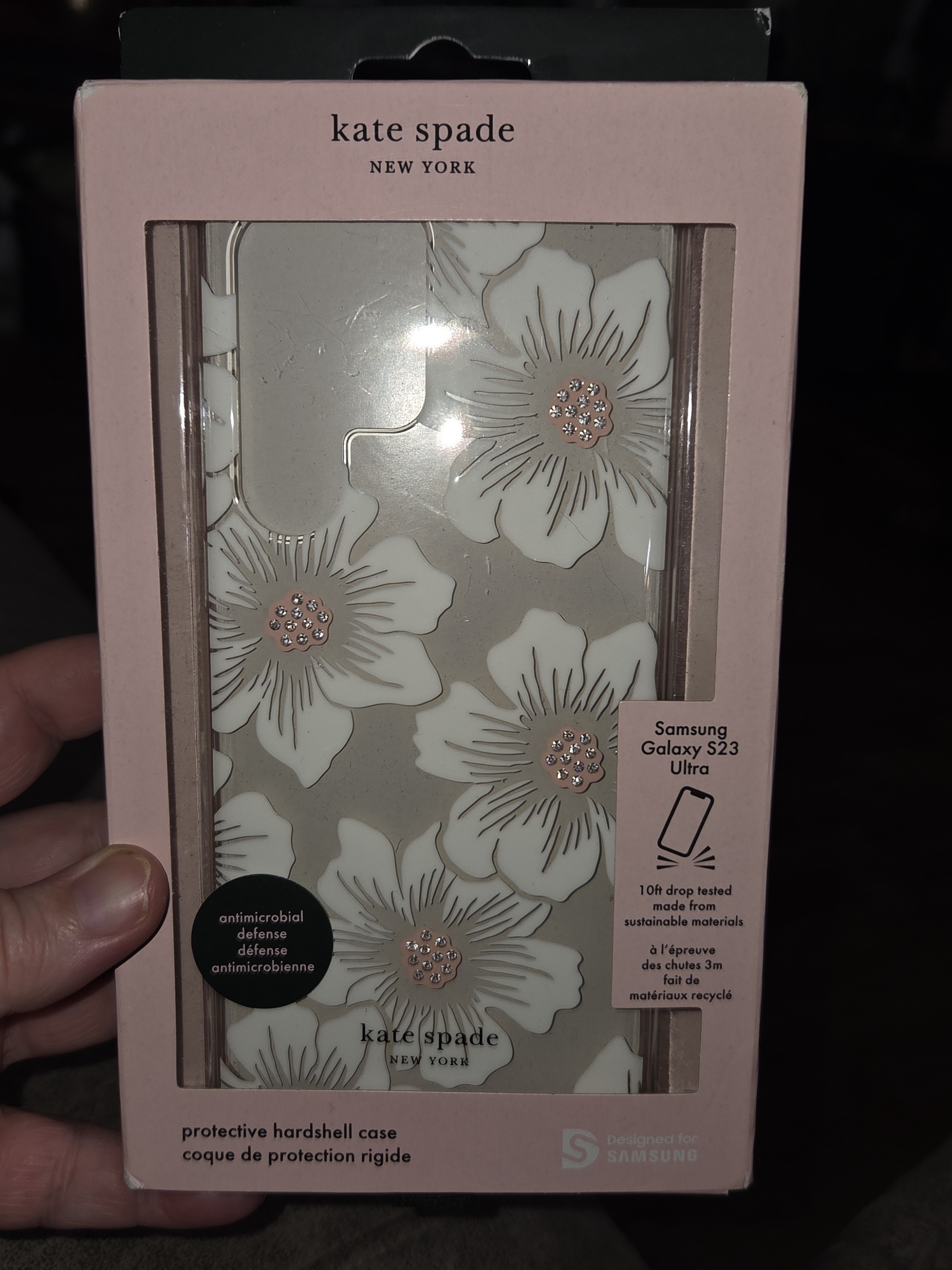 Kate Spade Cell Phones & Accessories | Nib, Samsung Galaxy S23 Ultra Kate Spade Pink White Floral Hardshell Case. Cp | Color: Pink/White | Size: Galaxy S23 Ultra
