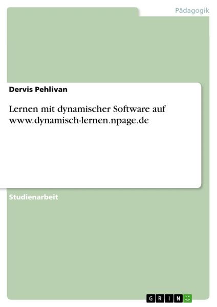 Lernen mit dynamischer Software auf www.dynamisch-lernen.npage.de, Taschenbuch von Dervis Pehlivan, GRIN, 978-3-656-76227-0