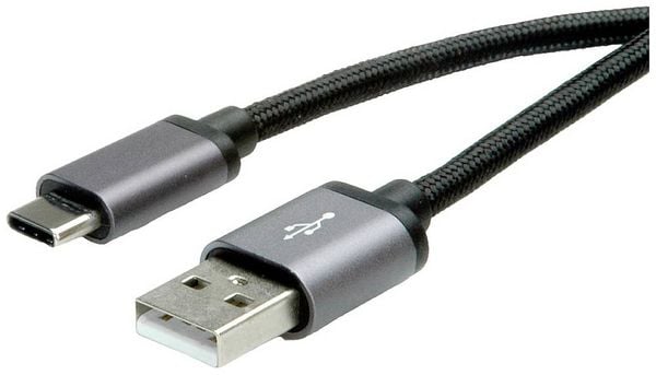Roline USB-Kabel USB 2.0 USB-C® Stecker, USB-A Stecker 3.00m Schwarz Geschirmt 11.02.9029