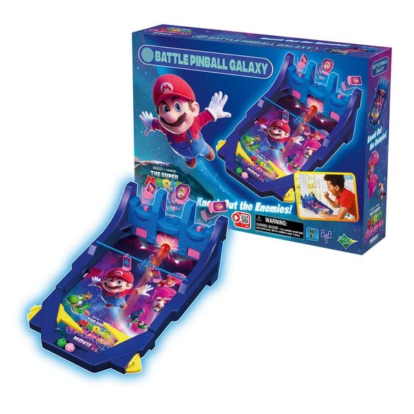 EPOCH Games 7629 - Battle Pinball Game Super Mario Galaxy Movie, Tisch-Flipper, Mini-Spiel