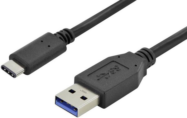Digitus USB-Kabel USB 3.2 Gen1 USB-A Stecker, USB-C® Stecker 1.00 m Schwarz Rund, beidseitig verwendbarer Stecker, doppelt geschirmt AK-300136-010-S
