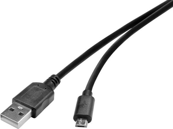 Renkforce USB-Kabel USB 2.0 USB-A Stecker, USB-Micro-B Stecker 0.15 m Schwarz vergoldete Steckkontakte RF-4463073