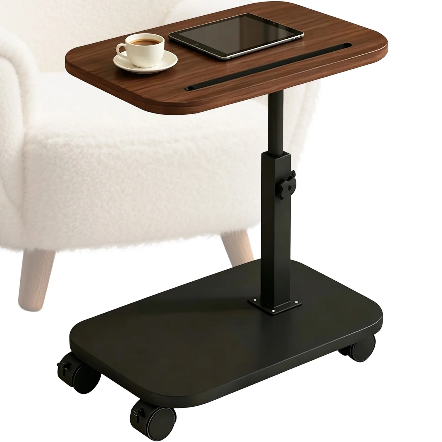 C-Beistelltisch, höhenverstellbar, 360° ° Drehbarer TV-Tisch für kleine Räume, C-förmige Beistelltische für Wohnzimmer und Schlafzimmer, geeignet für Sofa, Bett, Stuhl, als Ablage für Snacks.