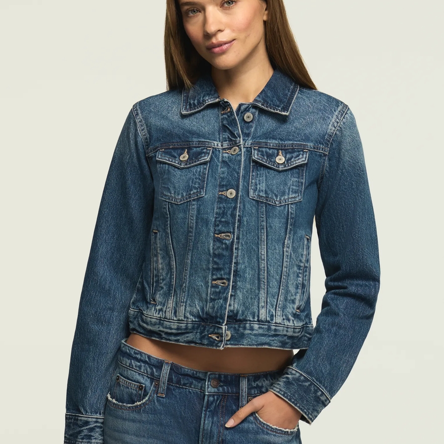 Lucky Brand Denim Shrunken Trucker Jacket - Women's Clothing Outerwear Jackets Coats in Unique Wash, Size S