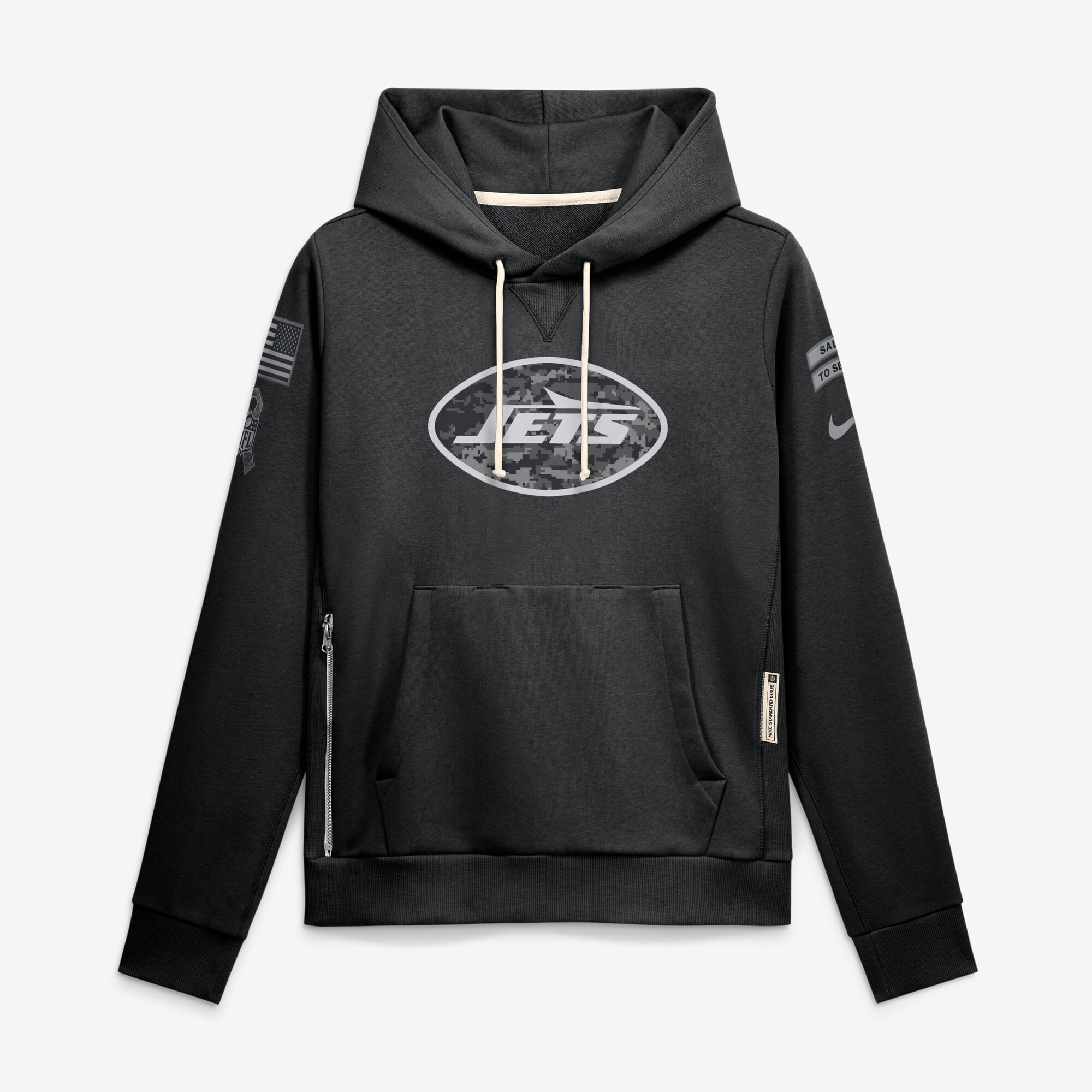 Schwarzer Nike New York Jets 2026 Salute to Service Sideline Dri-FIT Pullover Hoodie für Damen