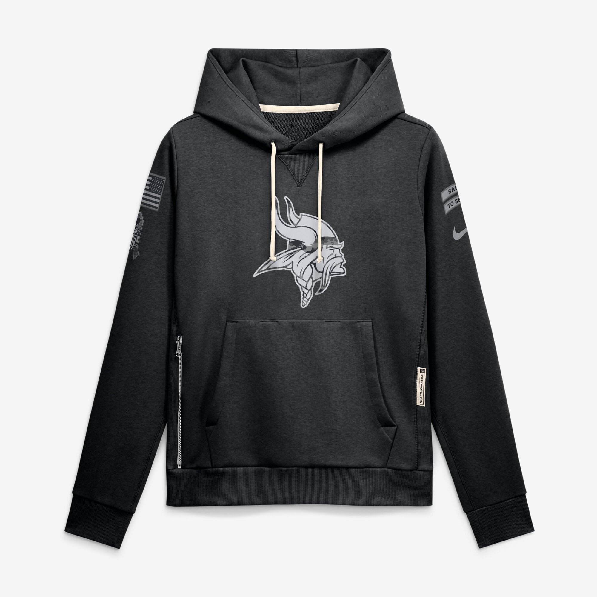 Schwarzer Nike Minnesota Vikings 2026 Salute to Service Sideline Dri-FIT Pullover Hoodie für Damen