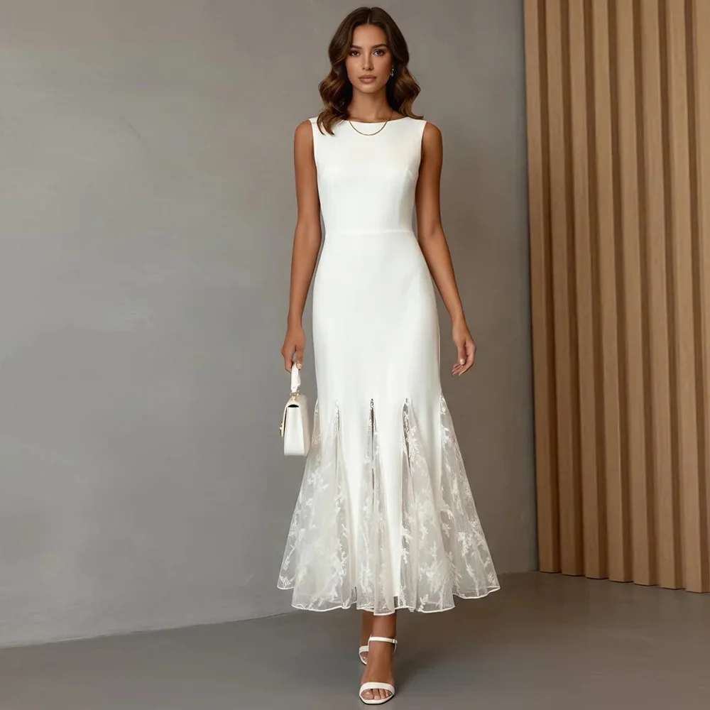 Customized Round Collar A-Line Women Evening Dresses Sexy Princess Prom Party Gowns Sweetheart Ball For Women robes de soirée