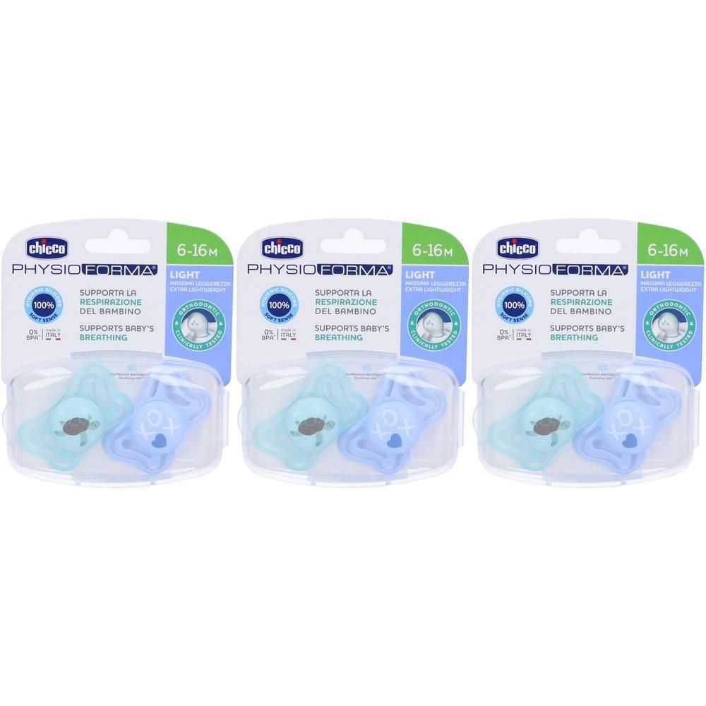 Chicco Physioforma Light Succhietto Azzurro 6-16 Mesi 3x1 St