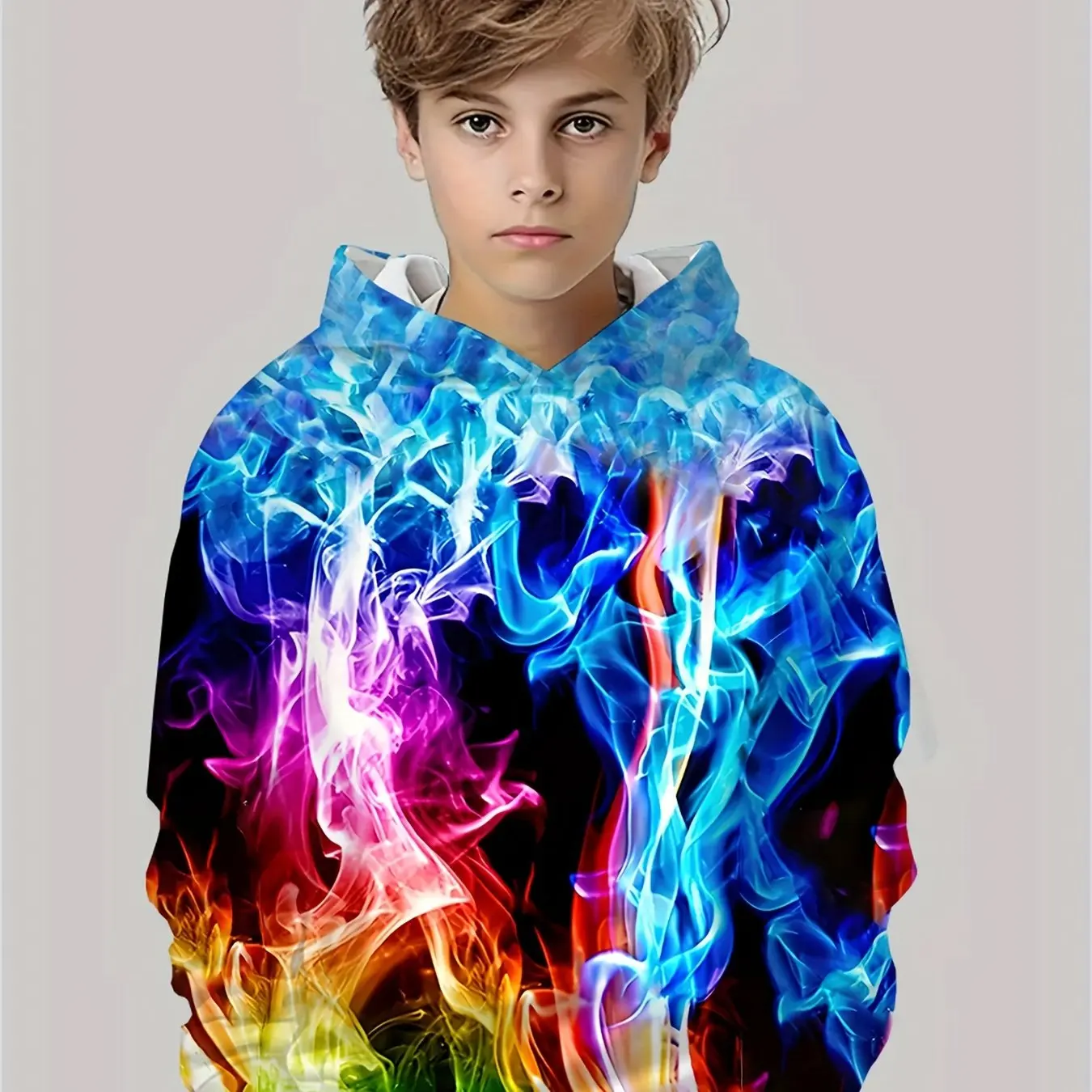 Kids Clothes Boys Hoodies Long Sleeve 3D Flame Print Children Spring Fall Clothes Casual Stylish Boy Girl Clothes Pullover Tops