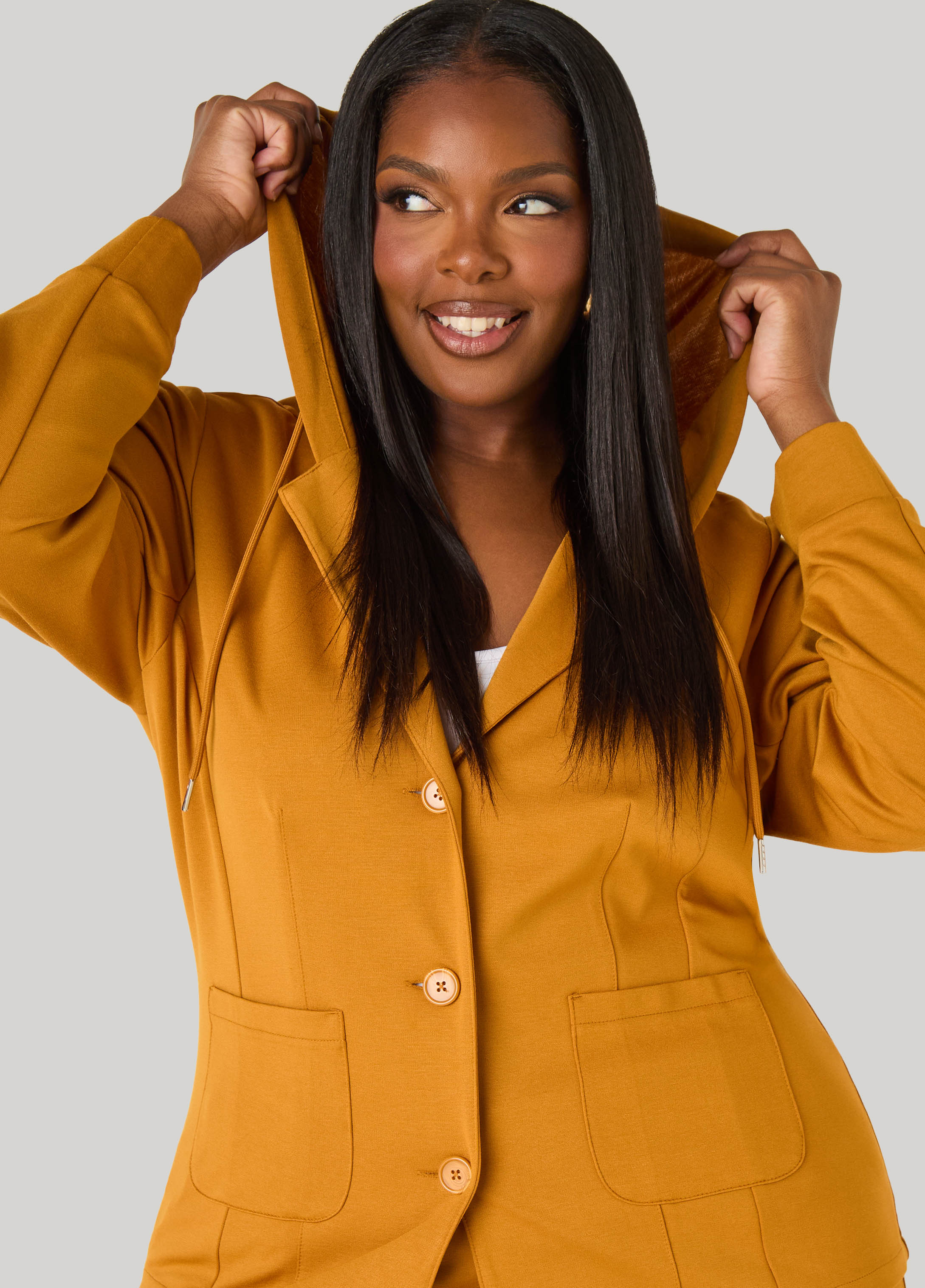 Plus Size Hooded Ponte Jacket