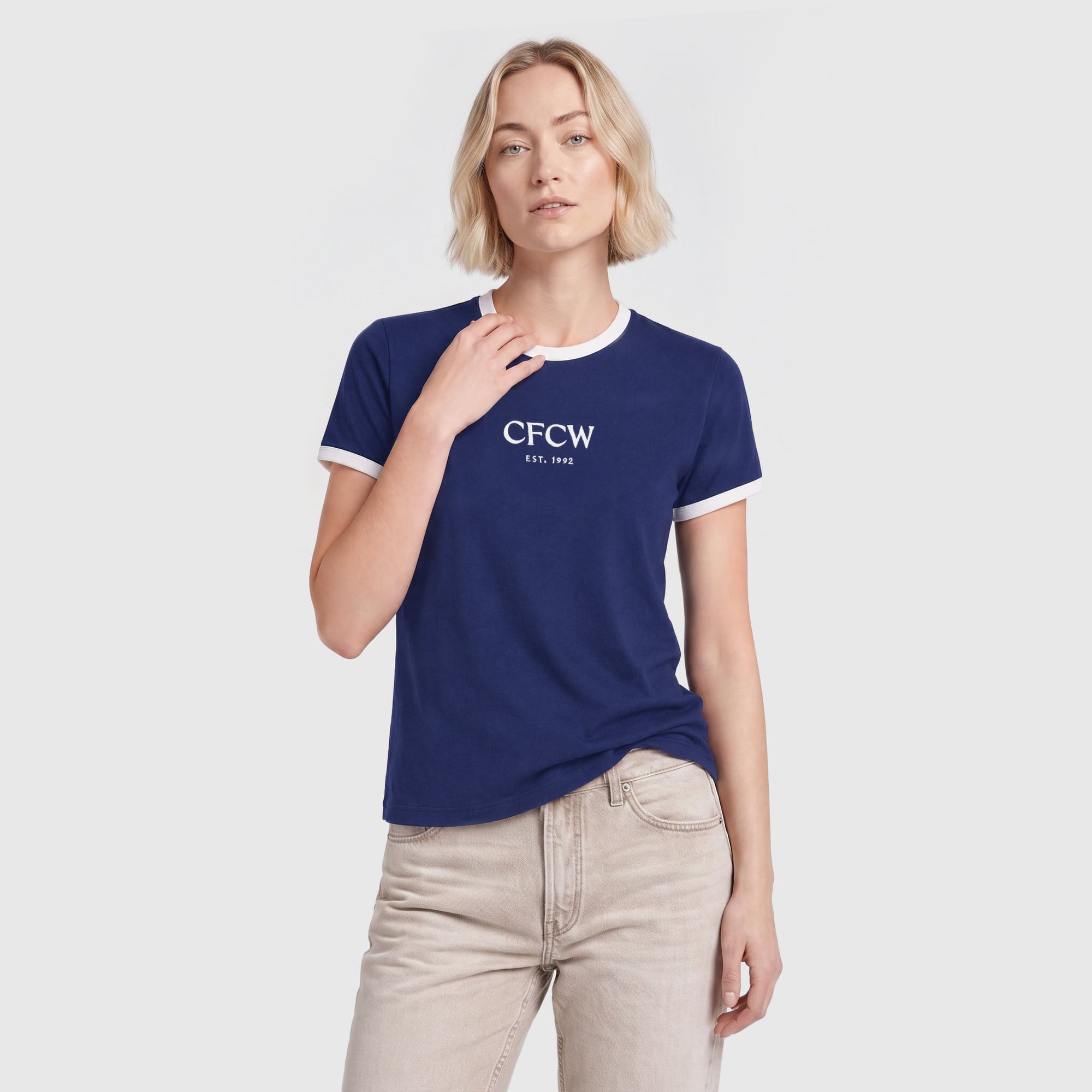 Chelsea CFCW Ringer-T-Shirt – Marineblau – Damen