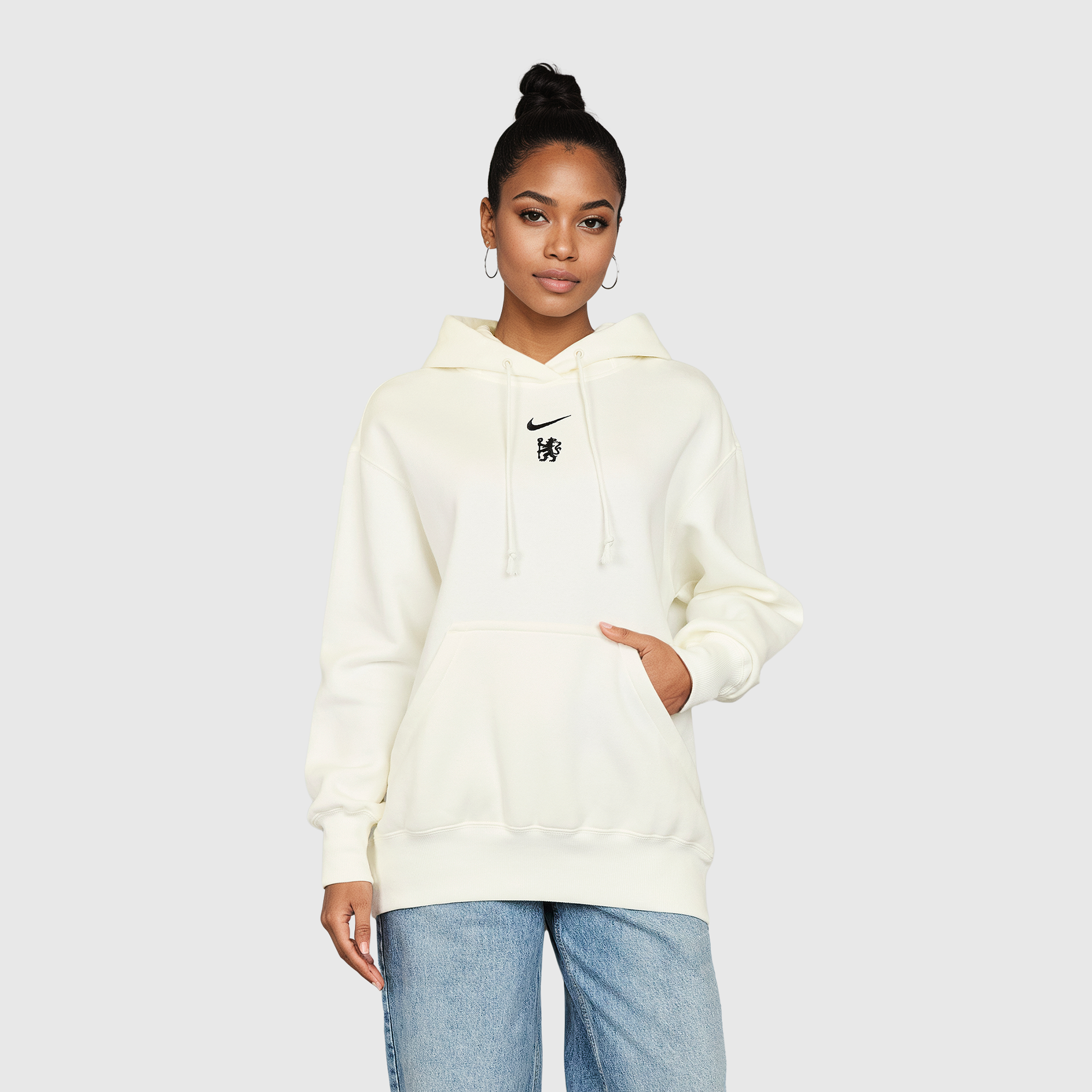 Chelsea Nike Phoenix Fleece-Kapuzenpullover – Segel – Damen