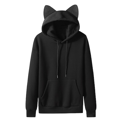 Felpa con cappuccio Ritorno a scuola Natale Carino Cosplay Coniglio Manica a Vescovo Girocollo Orecchio di gatto Harajuku Kawaii per Per donna Adulti Stampa a caldo per Ritorno a scuola