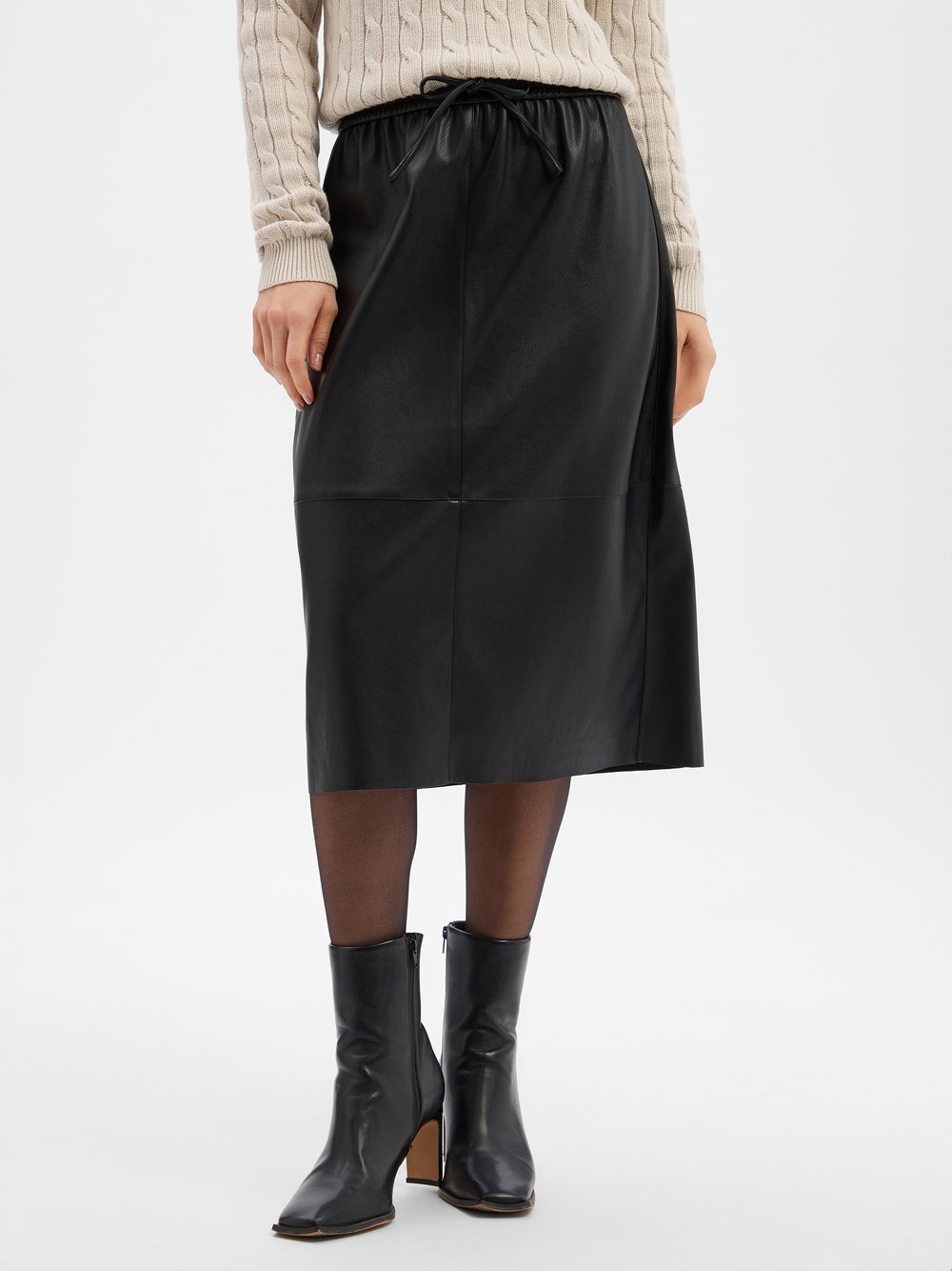 Opus Kunstleder-Midirock Damen schwarz, 40