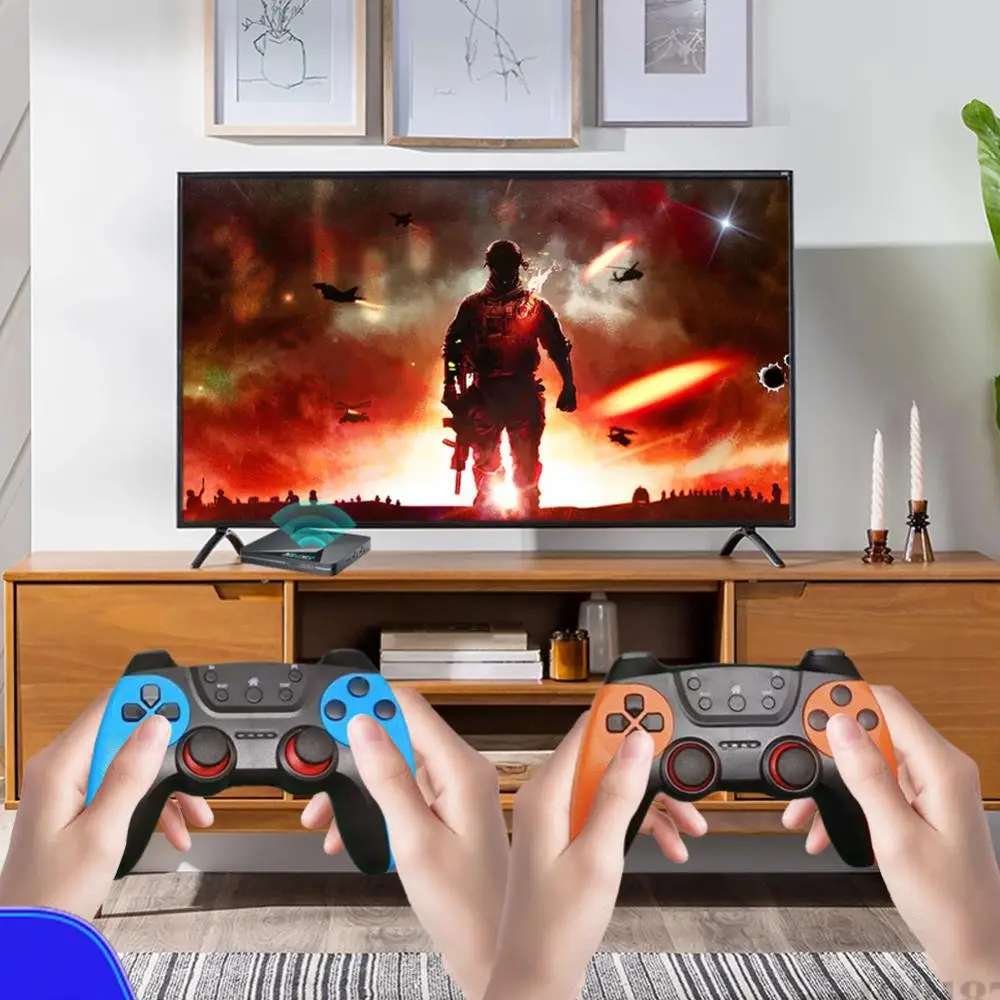 X2 PRO Game Box with 2 Gamepads Retro Video Game Console TV Box 60+ Game Emulators 2.4G/5G BT 4.3 for DC/Arcade/MAME/ for Saturn