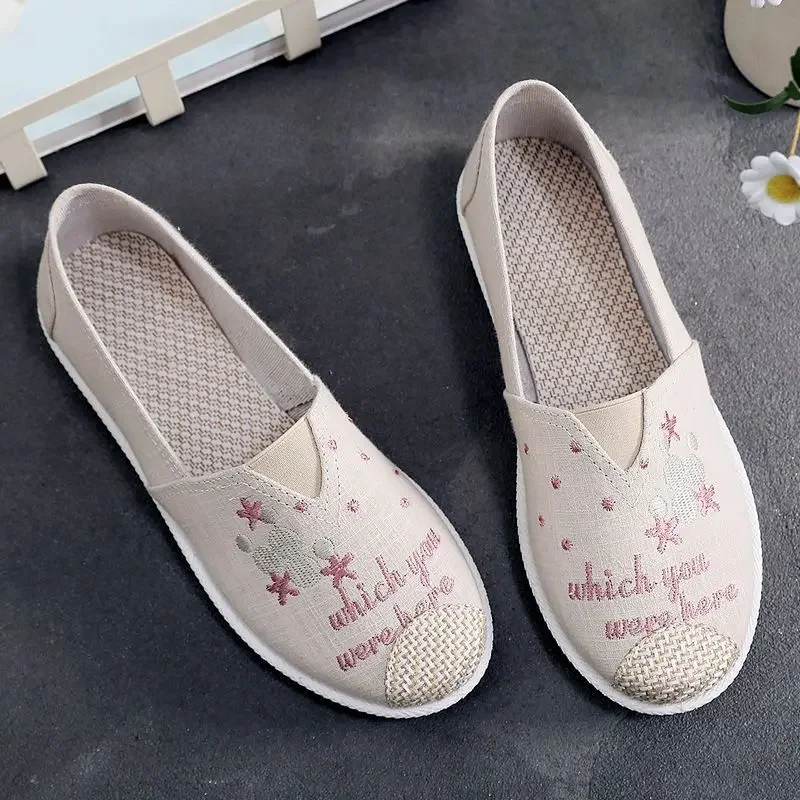 Kawaii Slip-on-Schuhe mit runder Spitze, süße Damenschuhe, Damenschuhe, Segeltuch-Espadrilles, Rosa, 39, urbane Trends 2025, ein sommerliches leichtes Gehen