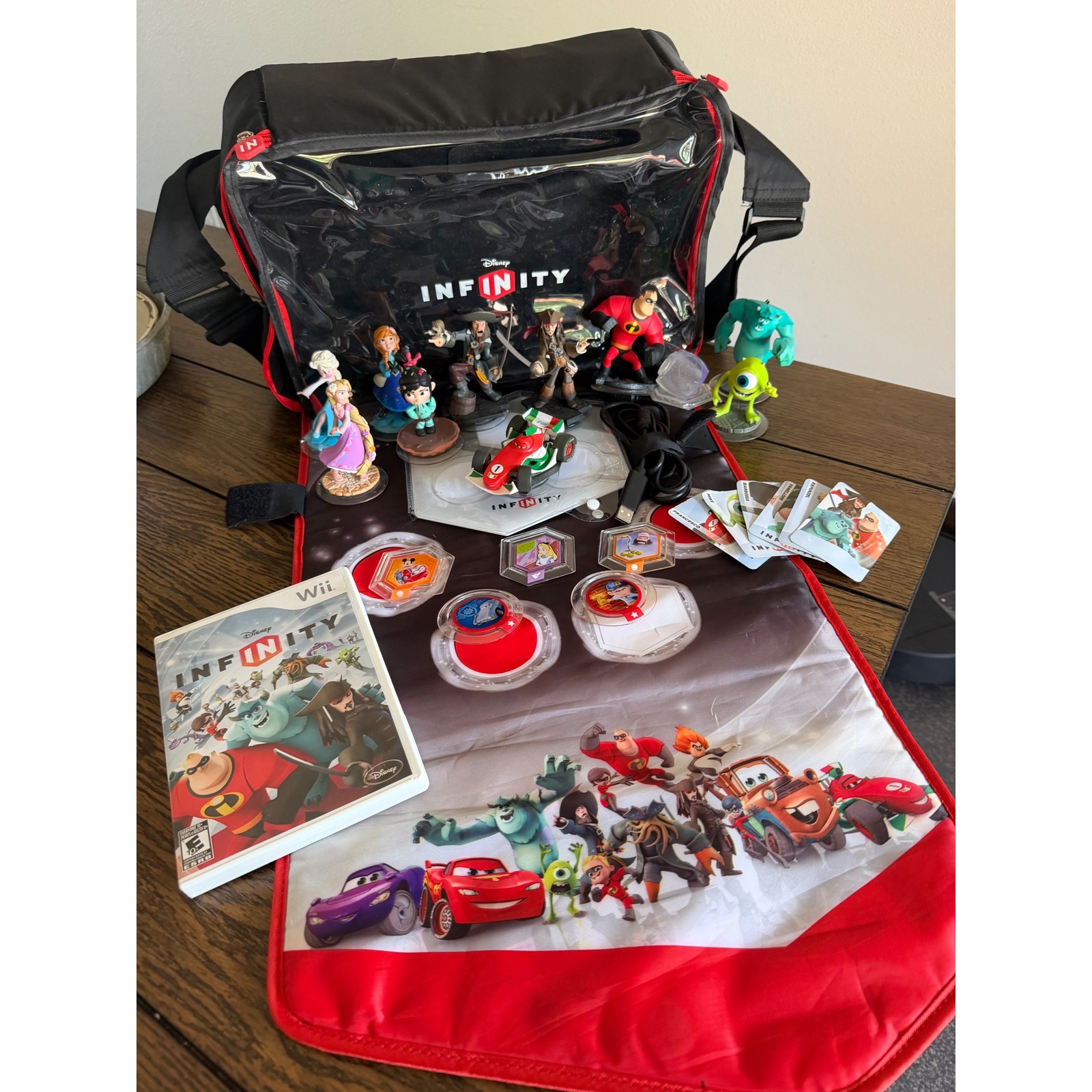 Disney Video Games & Consoles | Disney Infinity Wii Lot Bundle Kids Multi Figures Carry Case Cards Discs Game | Color: Black/Red | Size: Os