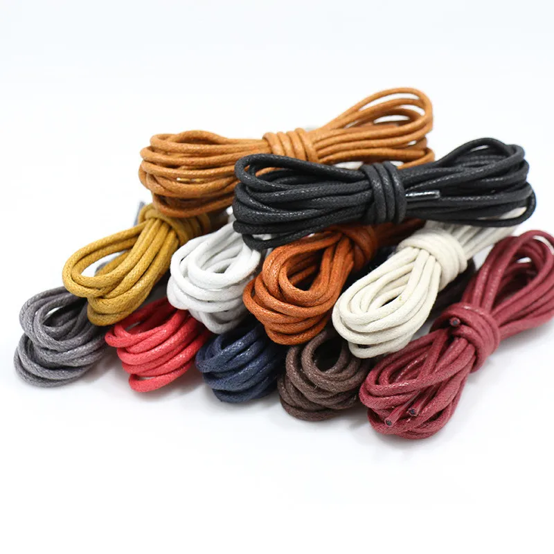 Schuhbänder für Damen und Herren, wasserdicht, aus Leder, für Stiefel und Schuhe, runde Form, feines Seil, in den Farben Schwarz, Rot, Blau, Grau und Braun.